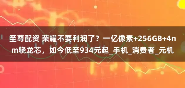 至尊配资 荣耀不要利润了？一亿像素+256GB+4nm骁龙芯，如今低至934元起_手机_消费者_元机