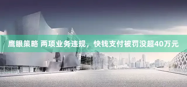 鹰眼策略 两项业务违规，快钱支付被罚没超40万元
