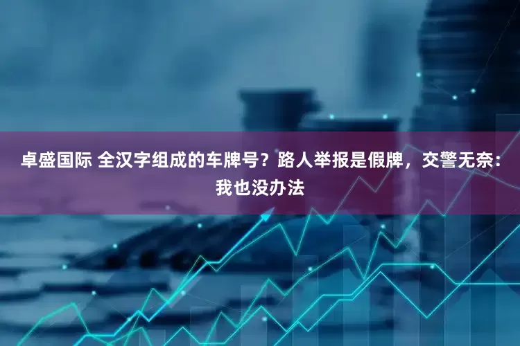卓盛国际 全汉字组成的车牌号？路人举报是假牌，交警无奈：我也没办法