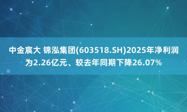 中金宸大 锦泓集团(603518.SH)2025年净利润为2.26亿元、较去年同期下降26.07%